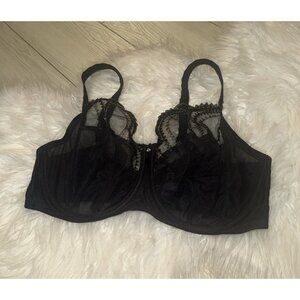 Wacoal 855304 Evocative Full Coverage Bra Sheer Underwire Womens 36DDD Black